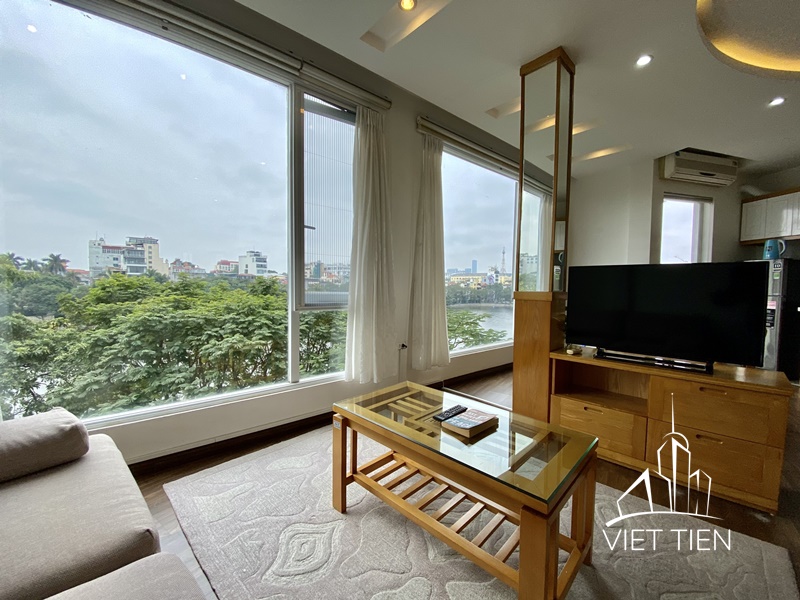 Huge lake view 1 bedroom apartment with balcony and rooftop in Truc Bach ID 0268